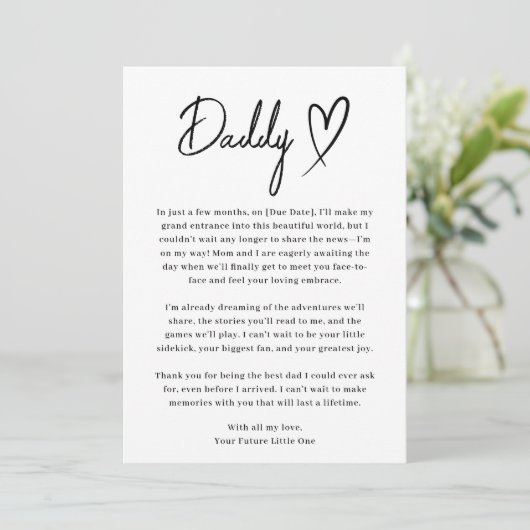 Faire-part minimale de grossesse pour papa noir et (Debout devant)