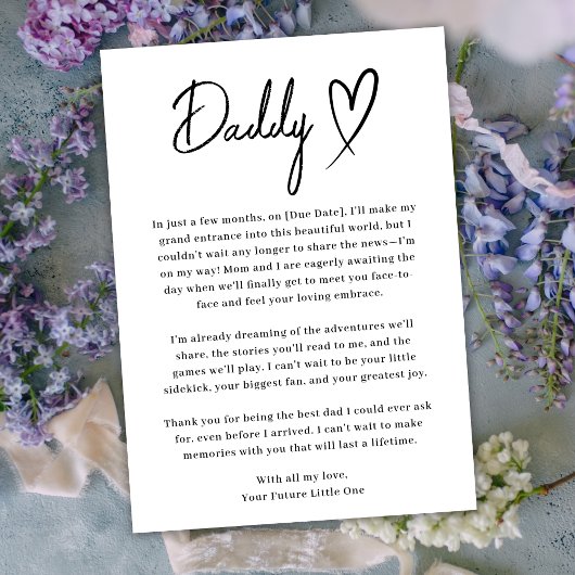 Faire-part minimale de grossesse pour papa noir et