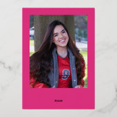 Faire-part minimale d'obtention du diplôme en rose (Verso)