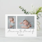 Faire-part Minimalist 2 Photos annonçant la naissance de l'ar (Debout devant)