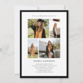 Faire-part Minimalist Black White Script Grad Party Photo  (Dos)