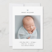 Faire-part Minimalist Blue Heart Boy Birth Announcement (Devant)