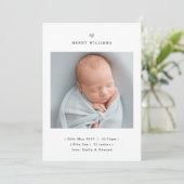 Faire-part Minimalist Blue Heart Boy Birth Announcement (Debout devant)