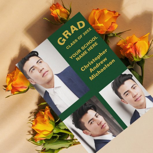 Faire-part Minimalist Typography 3 Photo Graduation