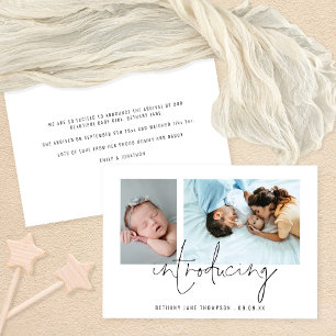 Faire-part Minimaliste 2 Photos Introduire Script Birth