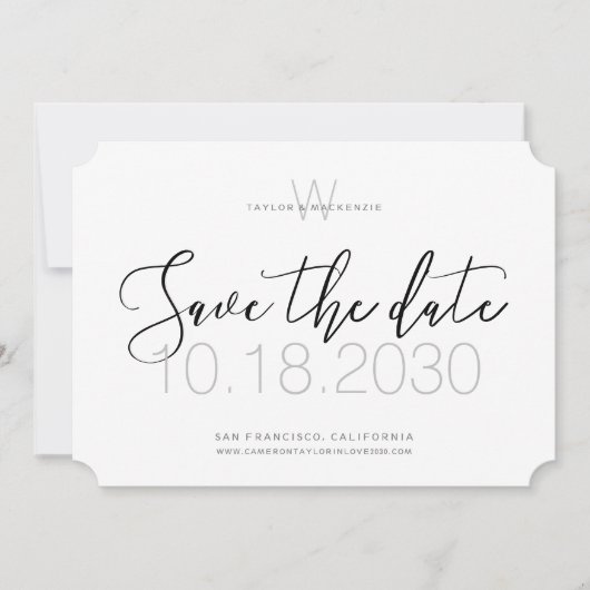 Faire-part minimaliste à monogramme moderne (Devant)