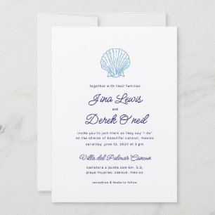 Faire-part minimaliste bleu pour mariage de destin