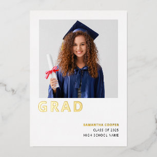 Faire-Part Minimaliste de Diplômé avec Feuille d'O