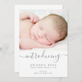 Faire-part Minimaliste Introduire la naissance photo bébé (Devant / Derrière)