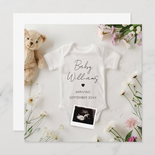 Faire-part minimaliste moderne de grossesse (Devant / Derrière)