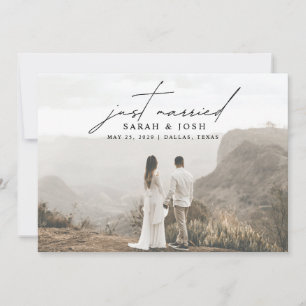 Faire-part Minimaliste moderne Juste Marié Photo Mariage Anno