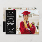 Faire-part minimaliste moderne noir (Devant / Derrière)