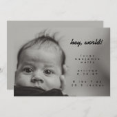 Faire-part Minimaliste moderne nouveau bébé photo personnalis (Devant / Derrière)