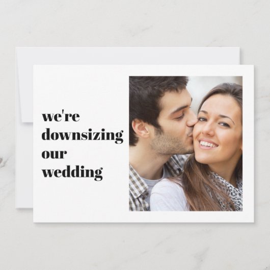 Faire-part Minimaliste Moderne Photo Nous Réduisons la Taille (Devant)