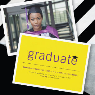 Faire-part Minimaliste Moderne Simple Photo de Diplômé Gradua