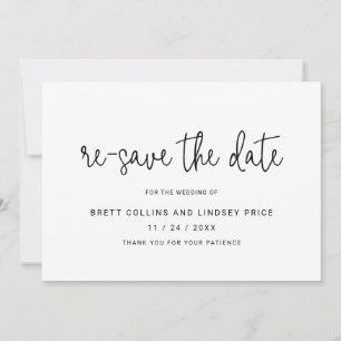 Faire-part Minimaliste Script Moderne Noir Changer la Date