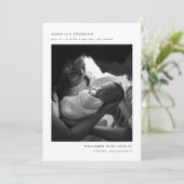 Faire-part Minimalistic Black & White 3 Baby Photos Birth (Debout devant)