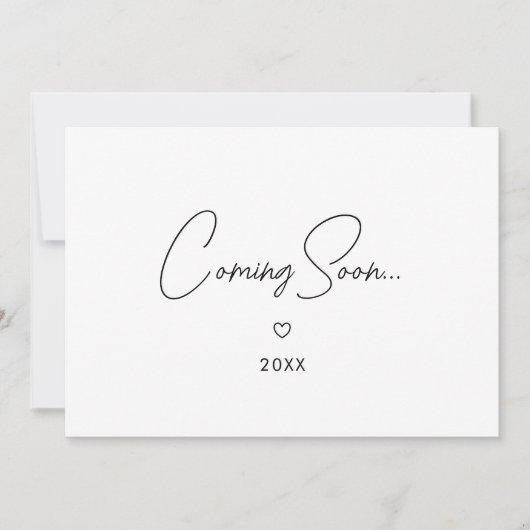 Faire-part Minimalistic Script "Coming Soon" Baby Pregnancy (Devant)