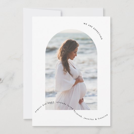 Faire-part minime simple arc photo collage bébé grossesse (Devant)