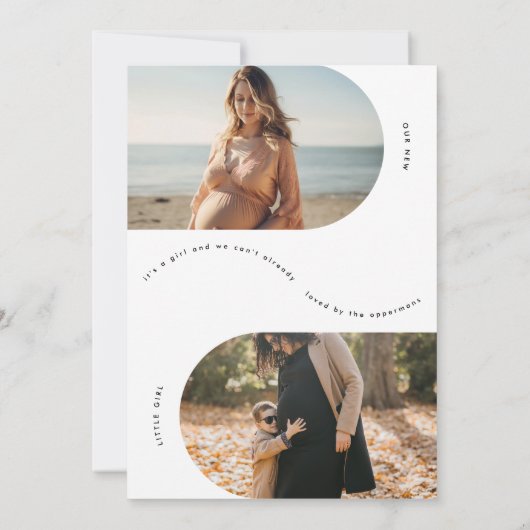 Faire-part minime simple arc photo collage bébé grossesse (Dos)