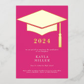 Faire-part minimum Hot rose blanc or Casquette Gra (Recto)