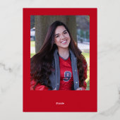 Faire-part minimum Red & White Gold Casquette Grad (Verso)