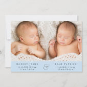 Faire-part Minimum Twin Baby Boys Photo Collage (Devant)