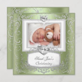Faire-part Mint Baby Girl or Boy Christening Baptism Cross (Devant / Derrière)
