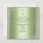 Faire-part Mint Baby Girl or Boy Christening Baptism Cross (Dos)