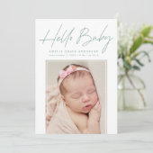 Faire-part Mint Hello Baby 2 Photo Naissance (Debout devant)