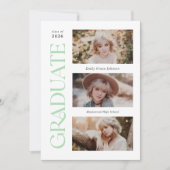 Faire-part Mint Serif tendance Diplôme photo multiple (Devant)