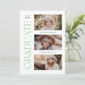 Faire-part Mint Serif tendance Diplôme photo multiple (Debout devant)
