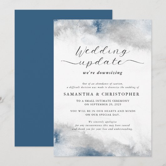 Faire-part Mise à jour de la réduction de mariage aquarelle b (Devant / Derrière)