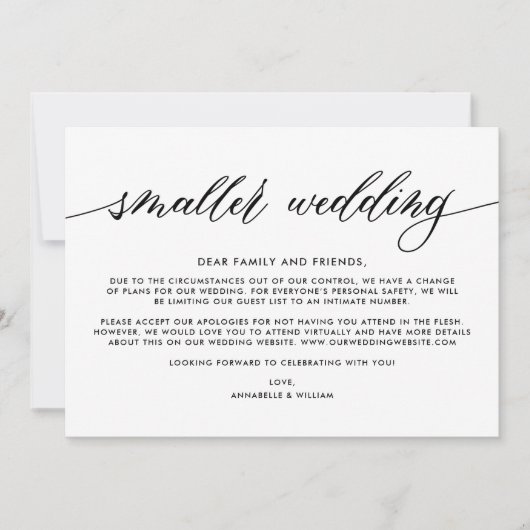 Faire-part Mise à jour de mariage | Mariage plus petit (Devant)