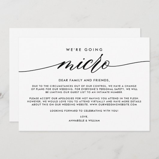 Faire-part Mise à jour de mariage | Nous passons au micro (Devant / Derrière)