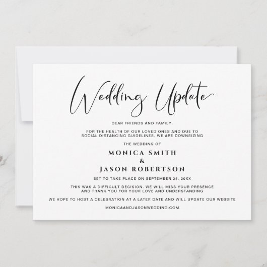 Faire-part Mise à jour de mariage plus petit Changement de pl (Devant)