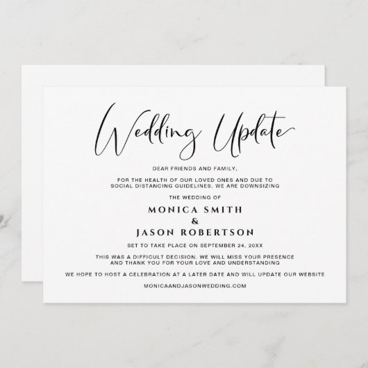 Faire-part Mise à jour des petits Mariages Modification des p (Devant / Derrière)