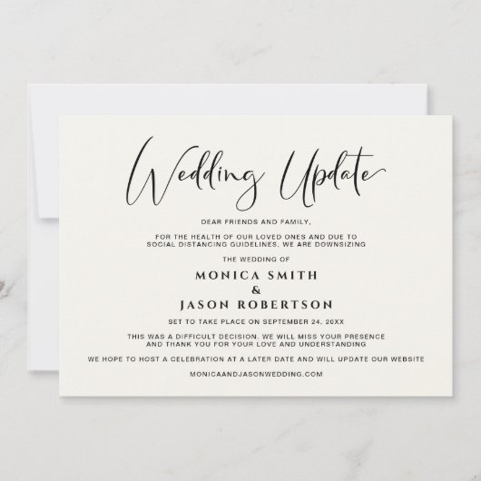 Faire-part Mise à jour du Mariage plus petit Changement de pl (Devant)