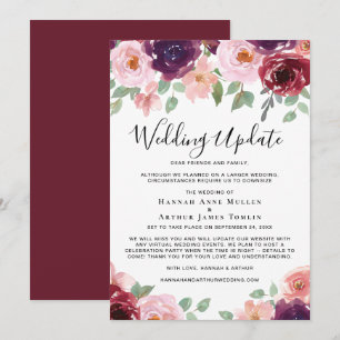 Faire-part Mise à jour pour un mariage plus intime Floral aqu