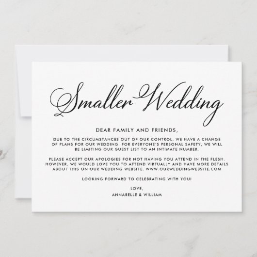 Faire-part Mise à jour sur le mariage | Mariage Intime (Devant)