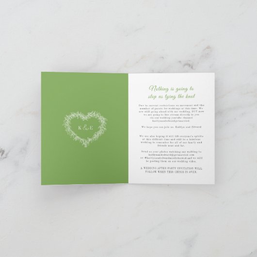 Faire-part Mistletoe mariage d'hiver vert blanc live stream (Intérieur)