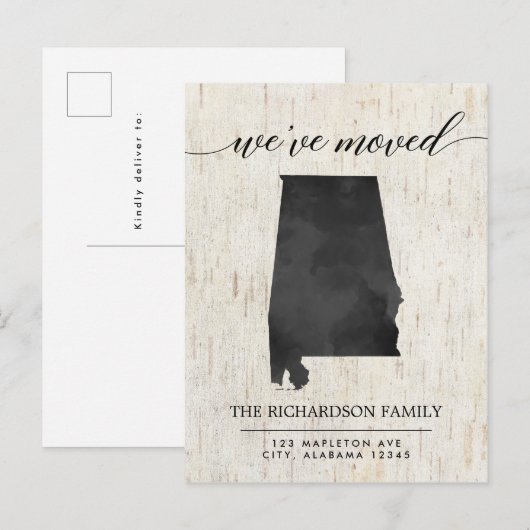 Faire-part mobile, Alabama état rustique (Devant / Derrière)