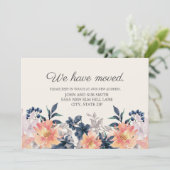 Faire-part mobile Coral rose bleu floral (Debout devant)