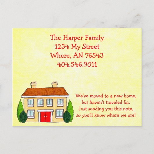 Faire-part mobile d'adresse de maison du sud (Devant)