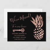 Faire-part mobile d'ananas à clé rose noir (Devant / Derrière)