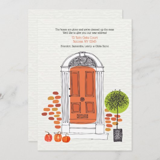 Faire-part mobile d'automne orange de porte (Devant / Derrière)