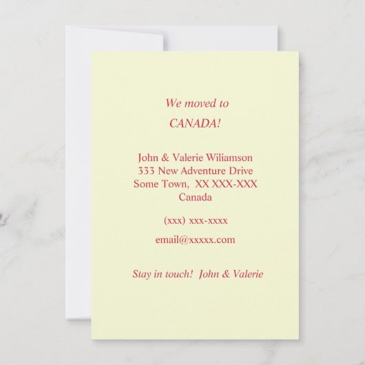 Faire-part mobile du Canada (Dos)