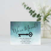 Faire-part mobile simple à clé bleue d'aquarelle (Debout devant)