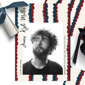 Faire-part Mod Bleu Profond Rouge Photo Promotion 2026 Diplôm