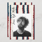 Faire-part Mod Blue Deep Red Photo Class of 2026 Graduation (Devant / Derrière)